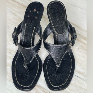 PRADA heels vintage mules black sz 9.5 EU 40 Leather thong
